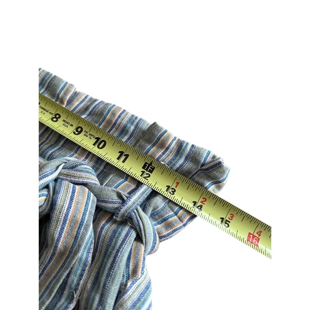 Lakhays Womens Striped Ruffled Wrap Skirt With Tie Belt Blue Size M - Image 6