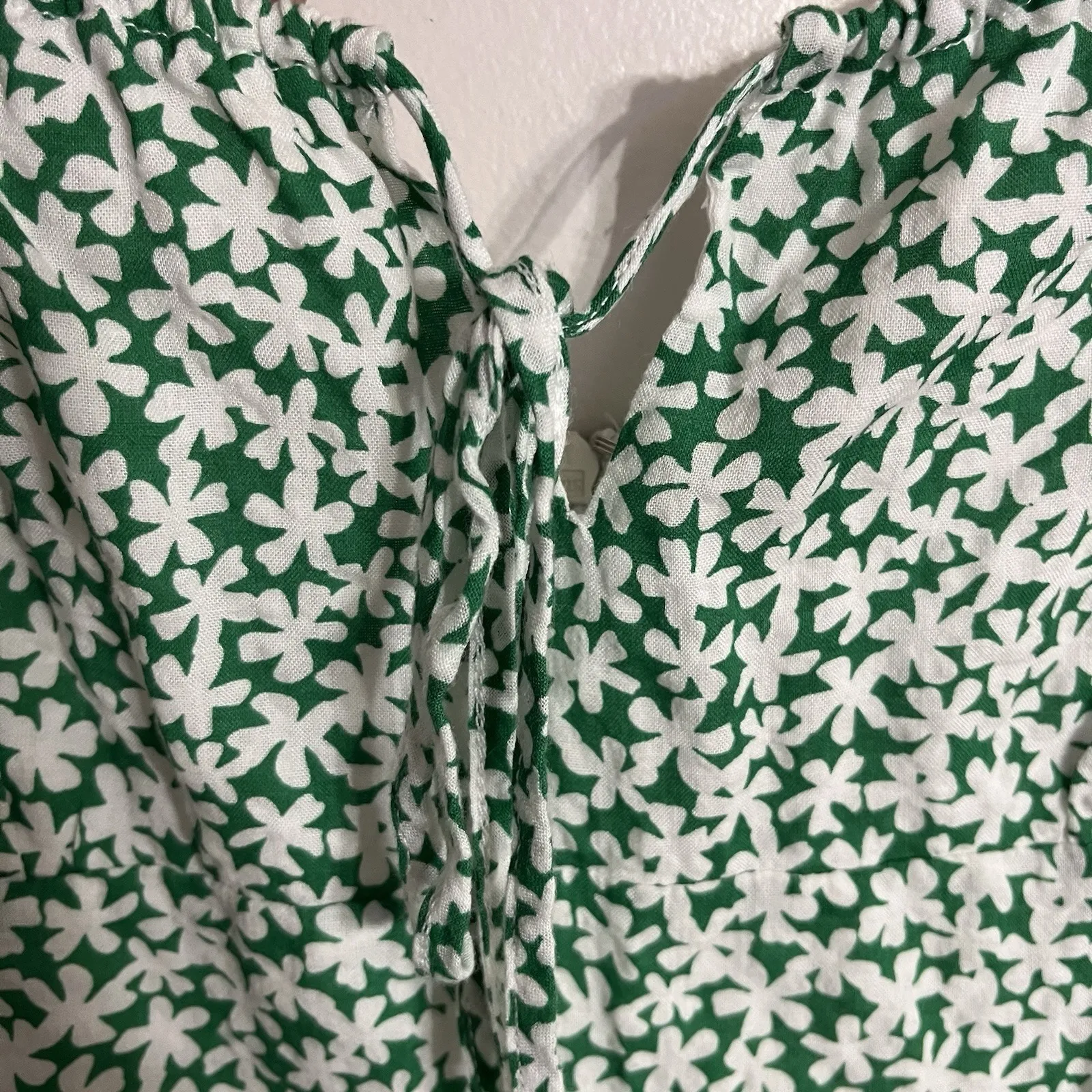 Le Lis Floral Print Tie-Front Mini Dress Green & White Women's Size Large - Image 3