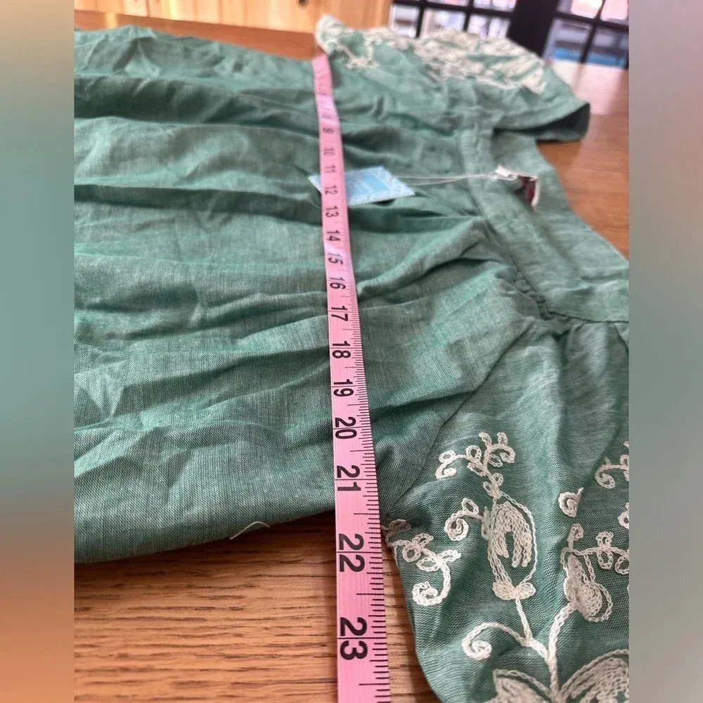 Hayden Los Angeles NWT green embroidered square neck babydoll dress tie back XL - Image 15