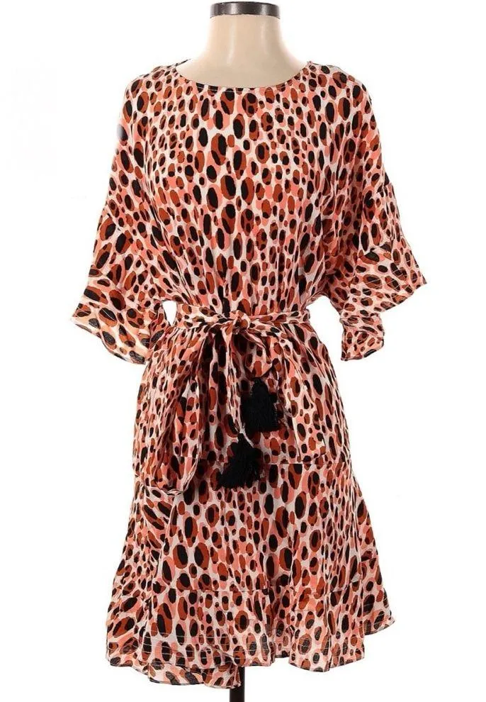 Marie Oliver Carson Dress Shift Washable Silk Leopard Animal Print Small - Image 2