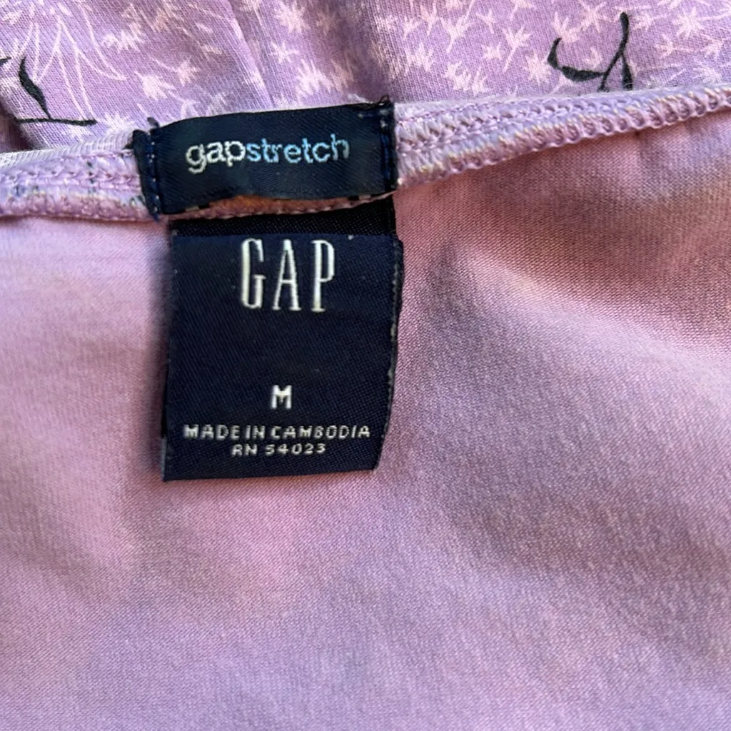 Gap stretch lilac dandelion floral cotton spandex V neck tank top - Image 7