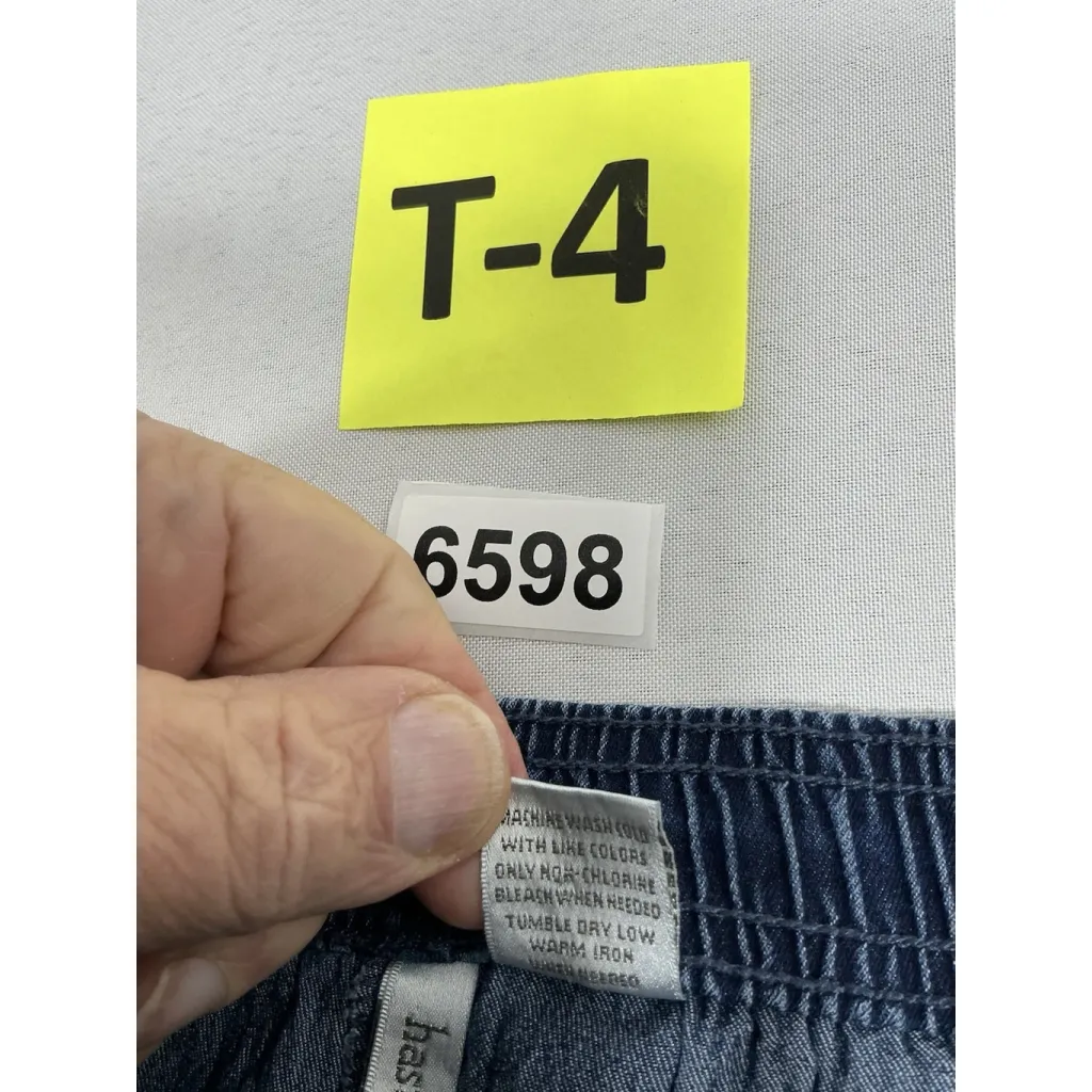 Womans Hastings & Smith Pull On Capri Blue Jeans Large Elastic Waist Excellent - Image 4