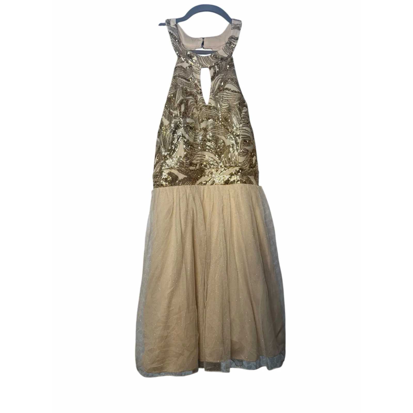 NWT Windsor Gold Sequin Halter Dress - Size 9 - Image 3