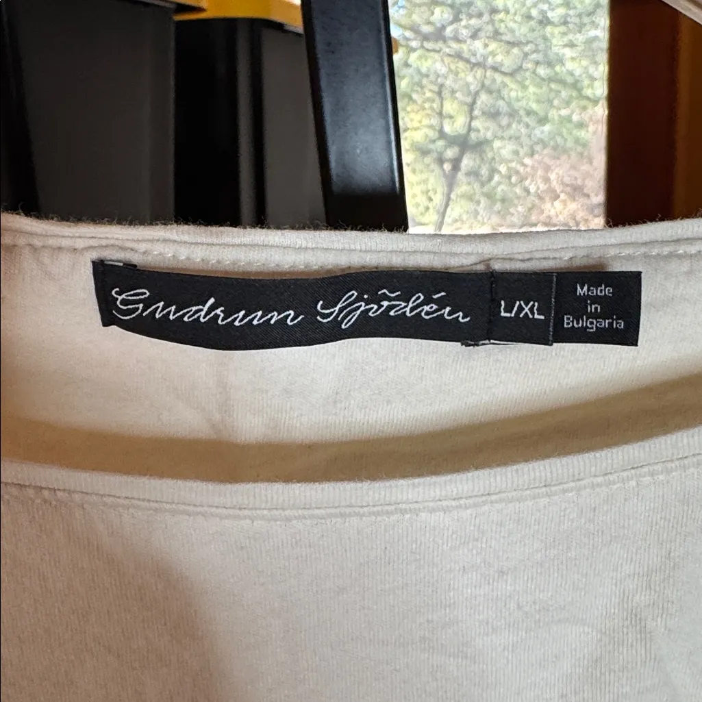 Gudrun Sjoden Cream Organic Cotton Butterfly Boxy Tee Size Large / XL Oversized Green - Image 3