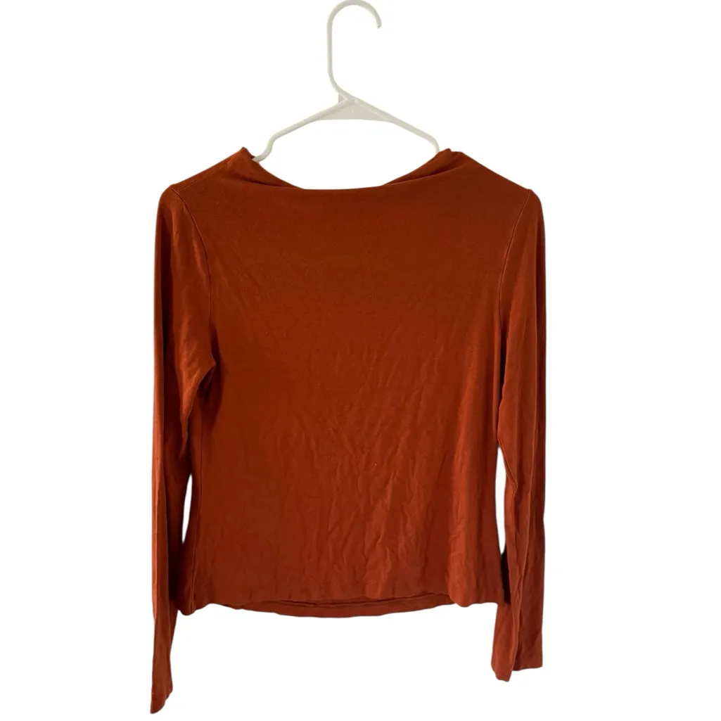 Max Mara  Cowl Neck Rust Orange Long Sleeve Top - Image 3