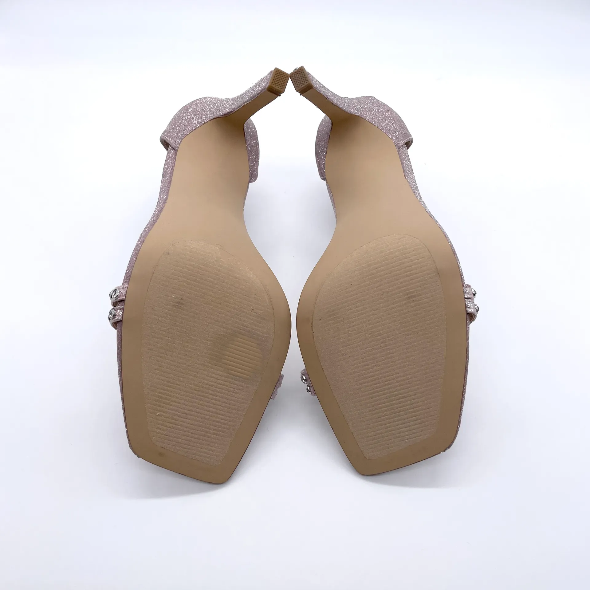 Collette Strappy Stiletto Heels Blush Glitter Sandals - Image 9