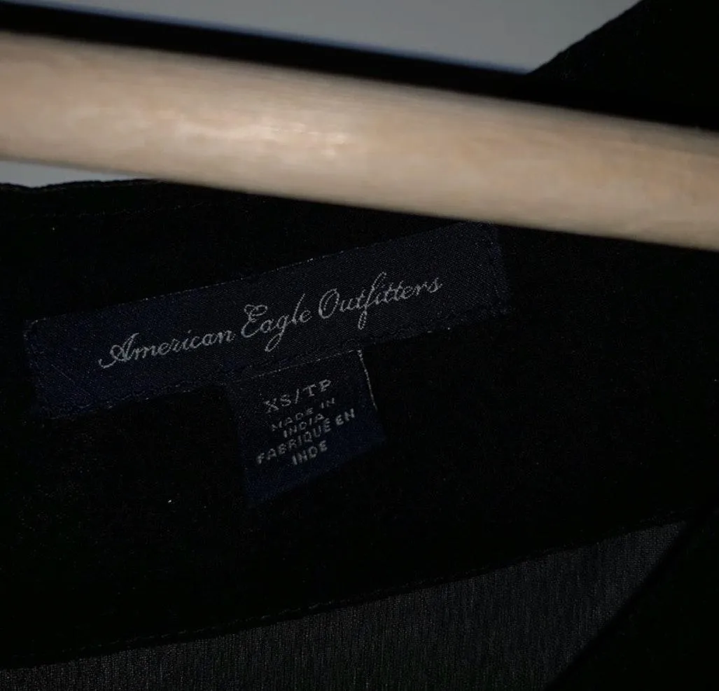 AEO Black Ruffle Layer Chiffon Blouse  - Image 3