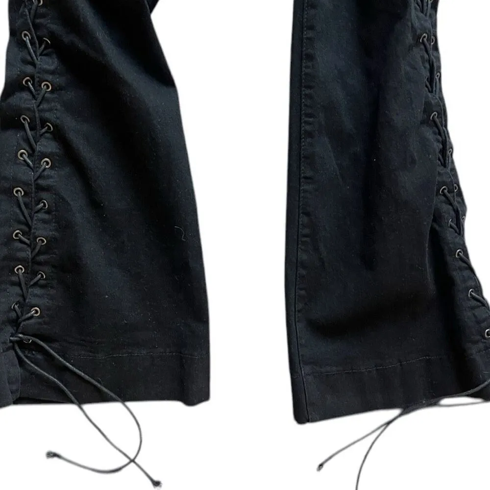 Womens AP Blue by Aphrodite Jeans Distressed Flare Leg Lace Up Jeans  Sz 11 - Image 3