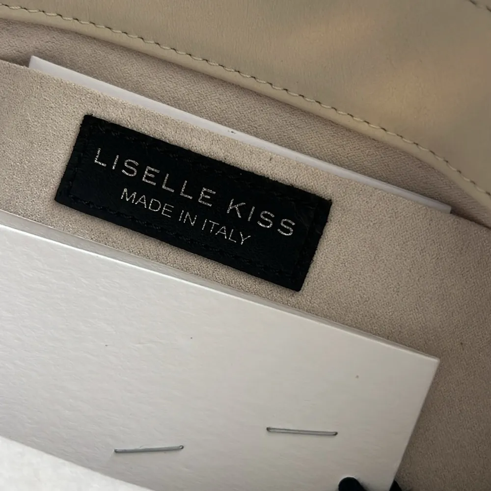 Liselle Kiss Chelsea Ball Chain Shoulder Bag, Iridescent Silver, Made in Italy White - Image 7