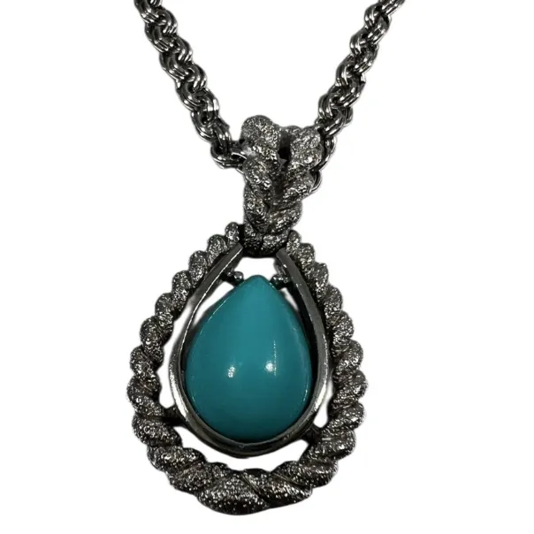 Vintage 1972 Silver and Turquoise Jewelry Set Blue - Image 2