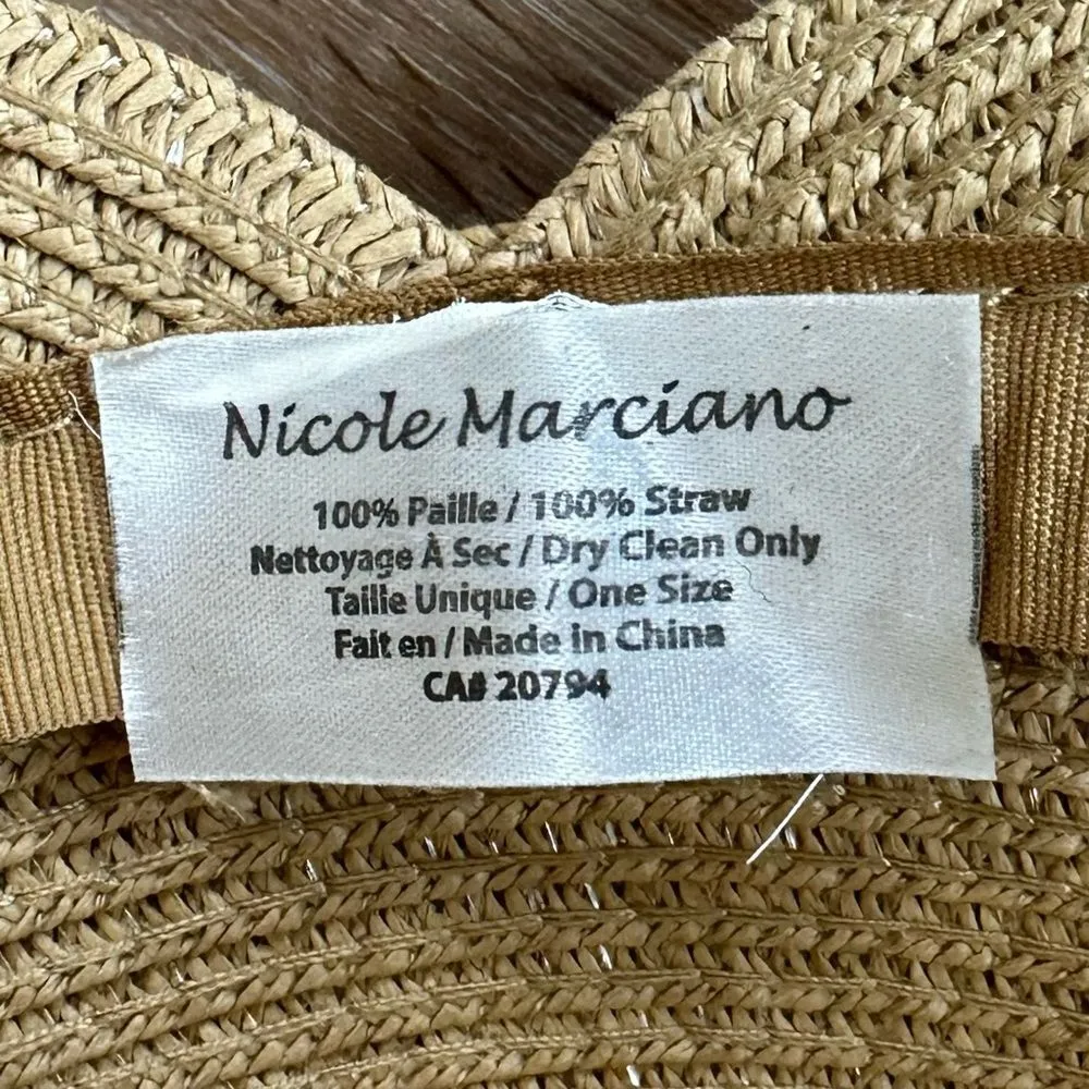 Nicole Marciano 100% Straw Split Brim Bow Polka Dot Summer Hat Tan - Image 10