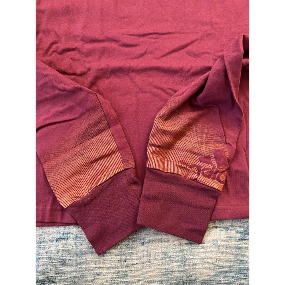 NWT! adidas Holiday Shine Graphic Crop Top Burgundy Gold Womens 1X - Image 5