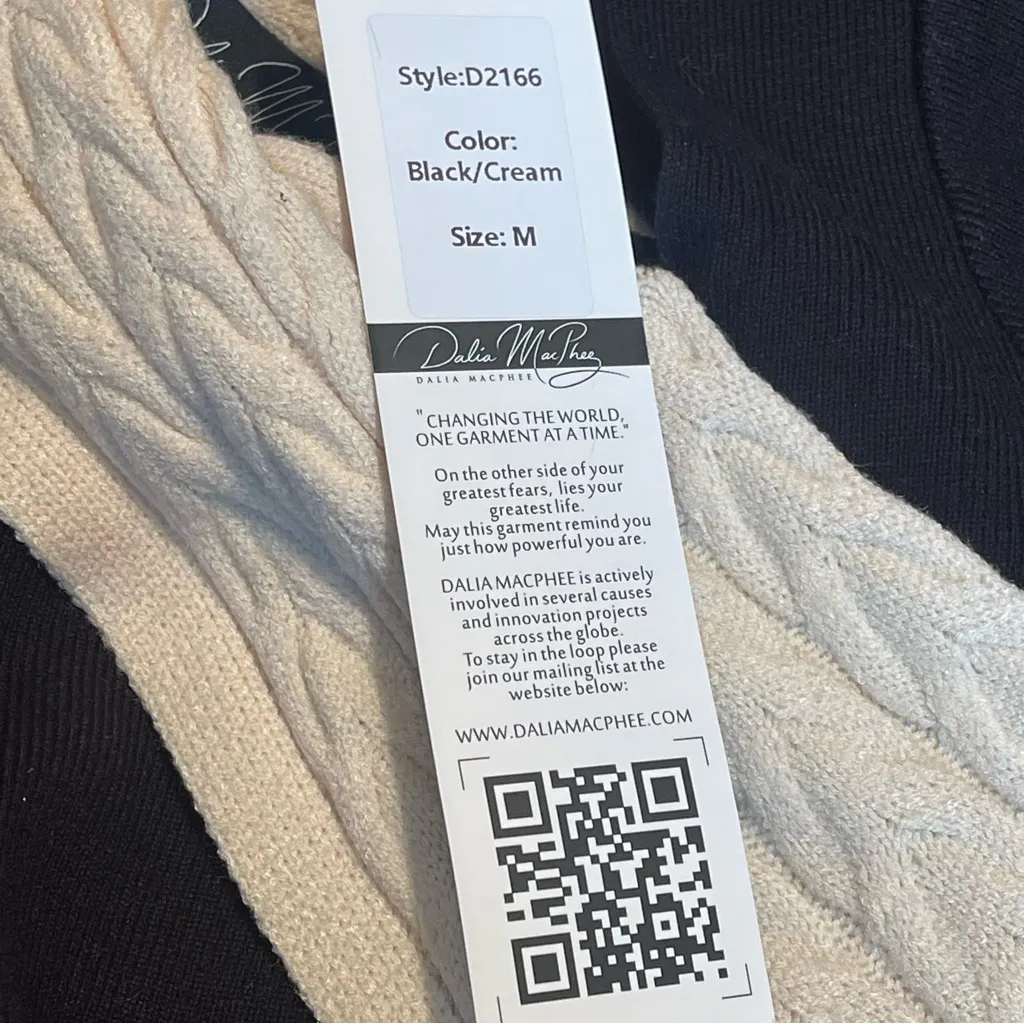 Dalia Macphee Long Sleeve Asymmetrical color block Maxi Sweater Dress black Sz M Size M - Image 7