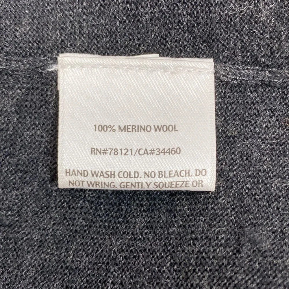 Eileen Fisher 100% Wool Gray Sequins Trim Open Front Cardigan Sweater PS - Image 7