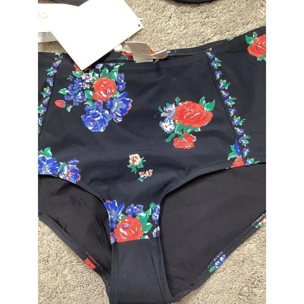 New. Tory Burch black tea rose bikini set. L-bottom/M-top Normally $298 - Image 10
