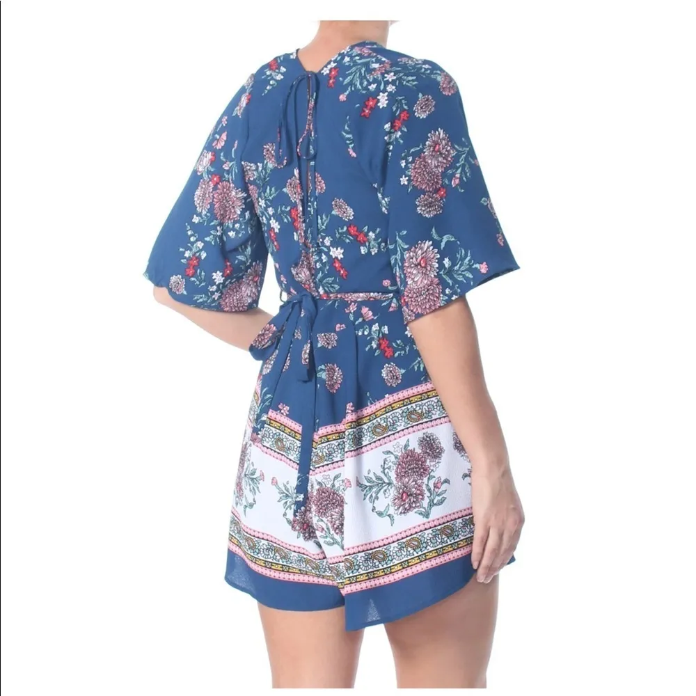 Trixxi Romper multi media v-neck tie waist bohemian graduation summer festival - Image 2
