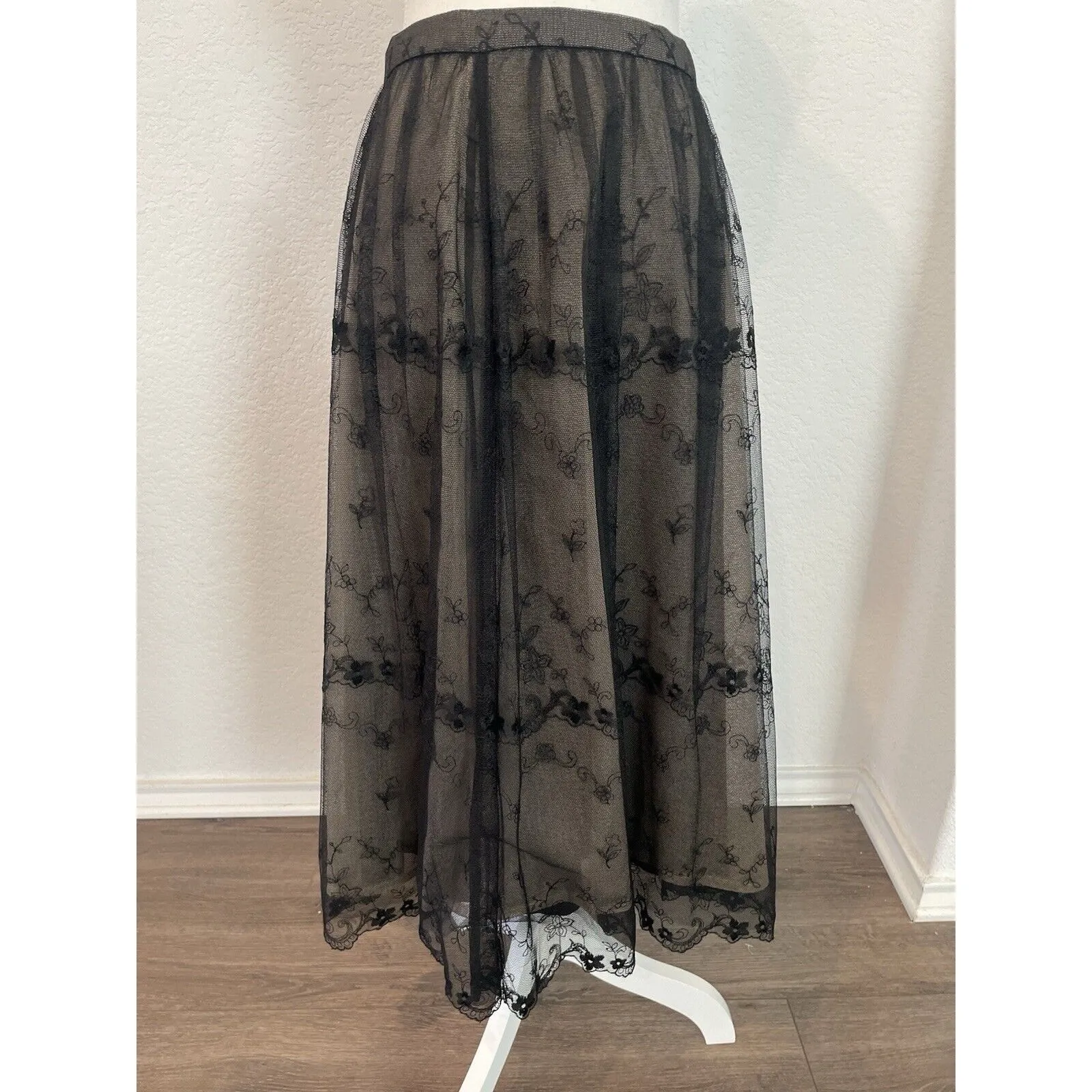 Vintage Chetta B Tulle Sherrie Bloom Peter Noviello Black Shear 90's Skirt Sze 6 - Image 2