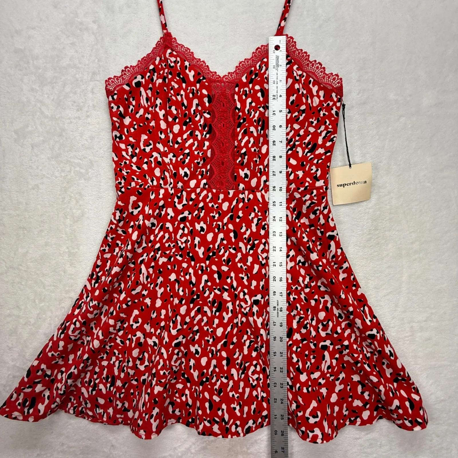 Revolve Superdown Red Brianna Mini Dress Lace Trim Party‎ Cocktail Dress Medium - Image 3