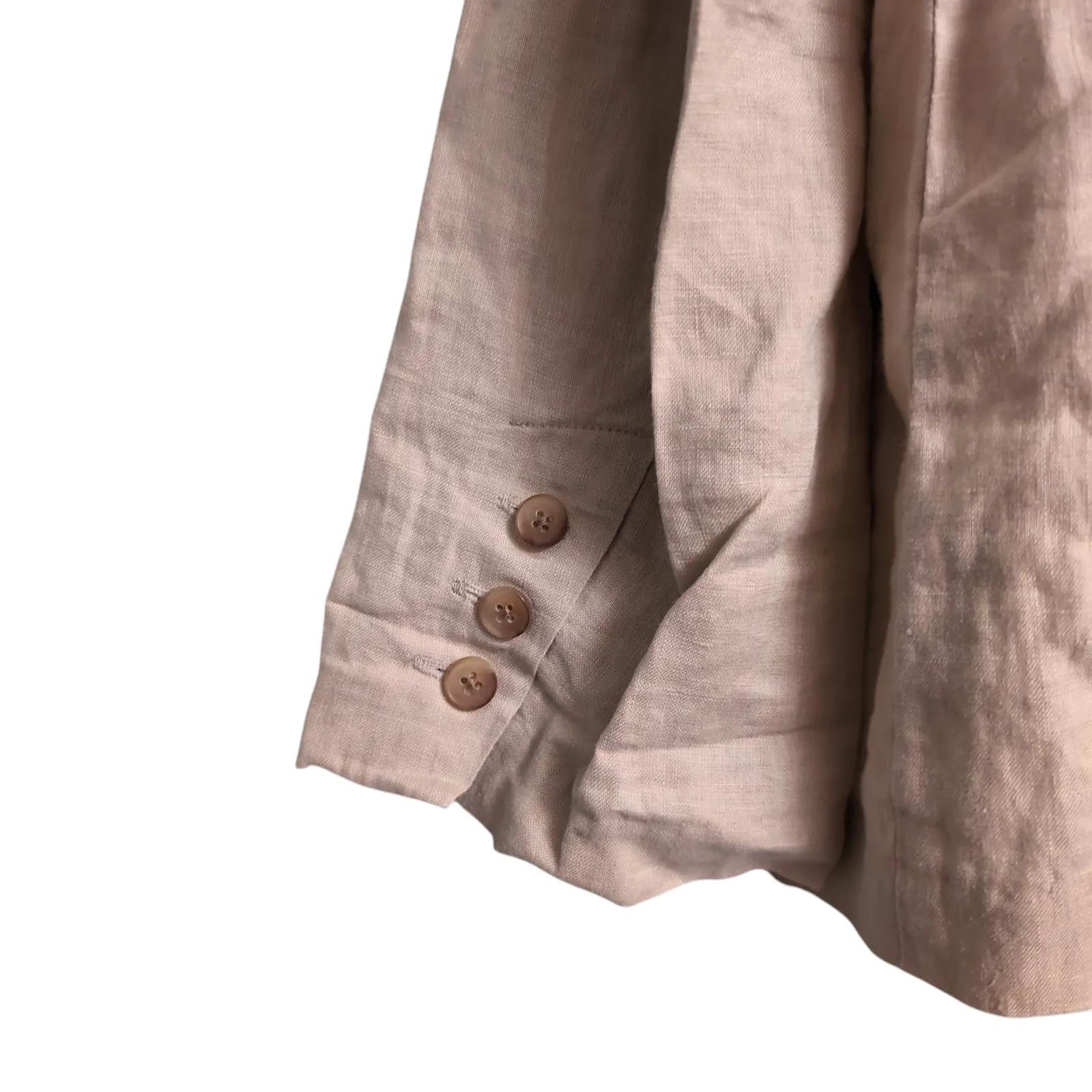 Quince L 100% Linen Blazer Driftwood Tan Quiet Luxury Minimalist Jacket Size L - Image 3