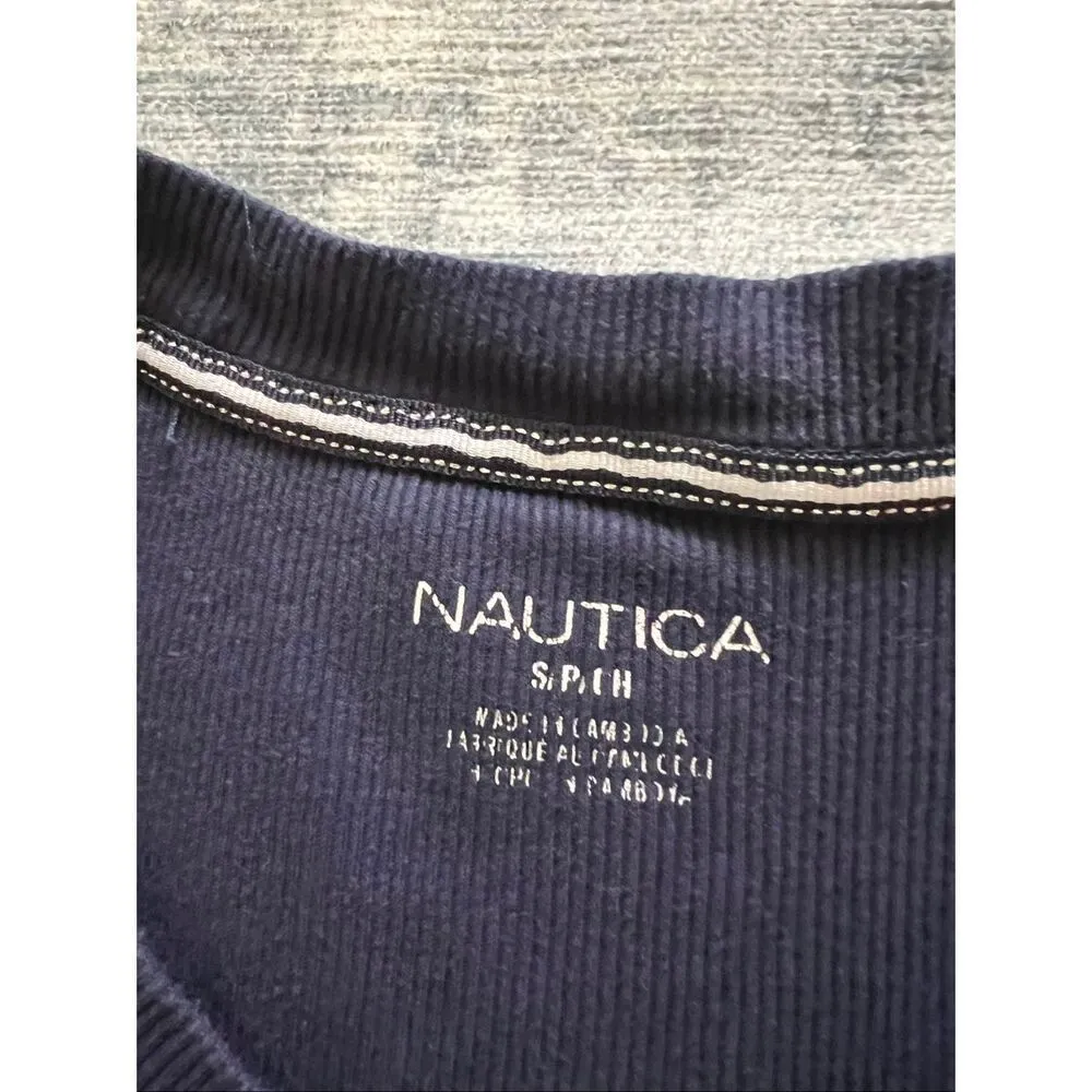 Nautica Navy Blue Polka Dot Plush Velour Pajama Set Women's Small - Image 5