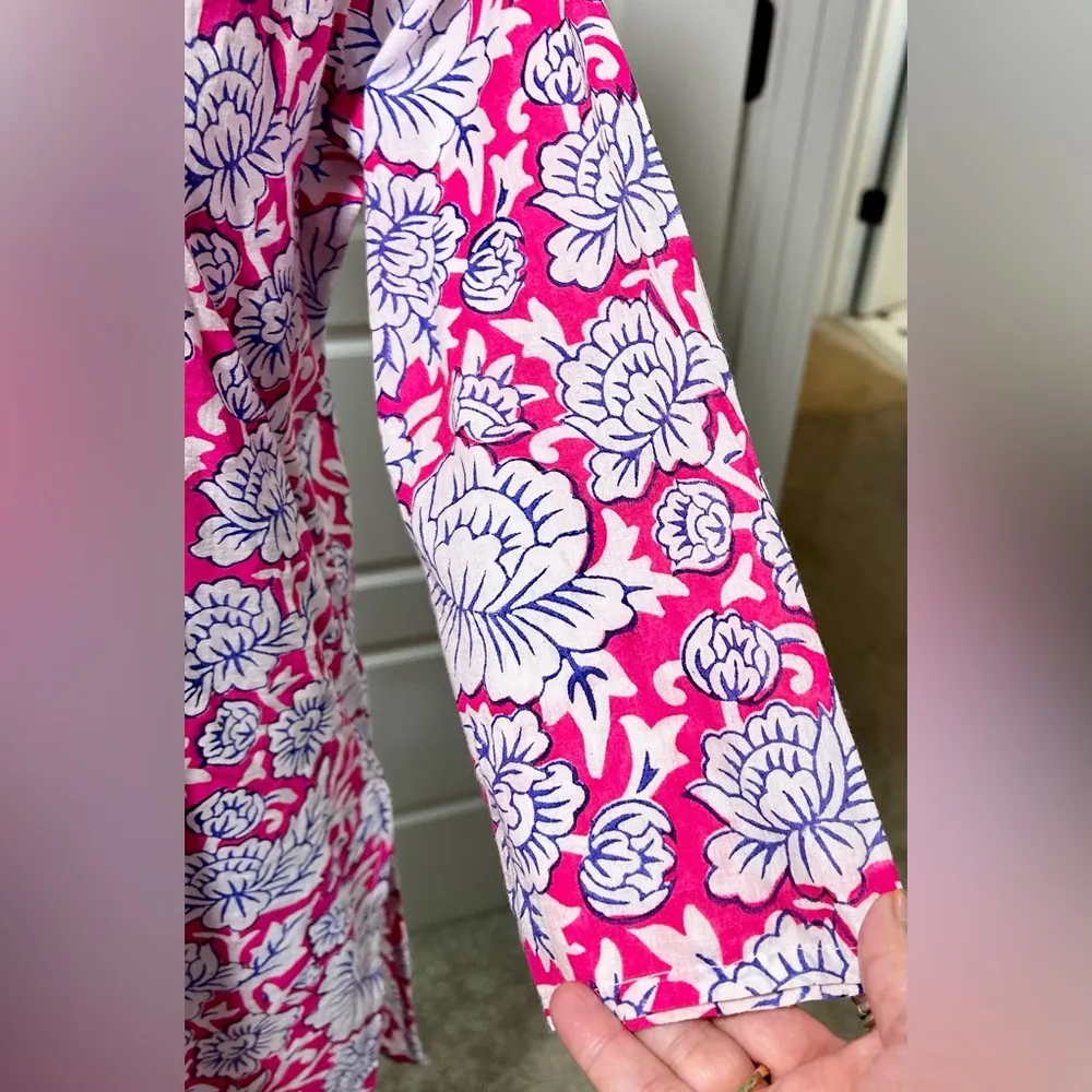 ROBERTA ROLLER RABBIT Embroidered Kurta Freymann Pink/BlueTunic Cover Up Sz XS - Image 4