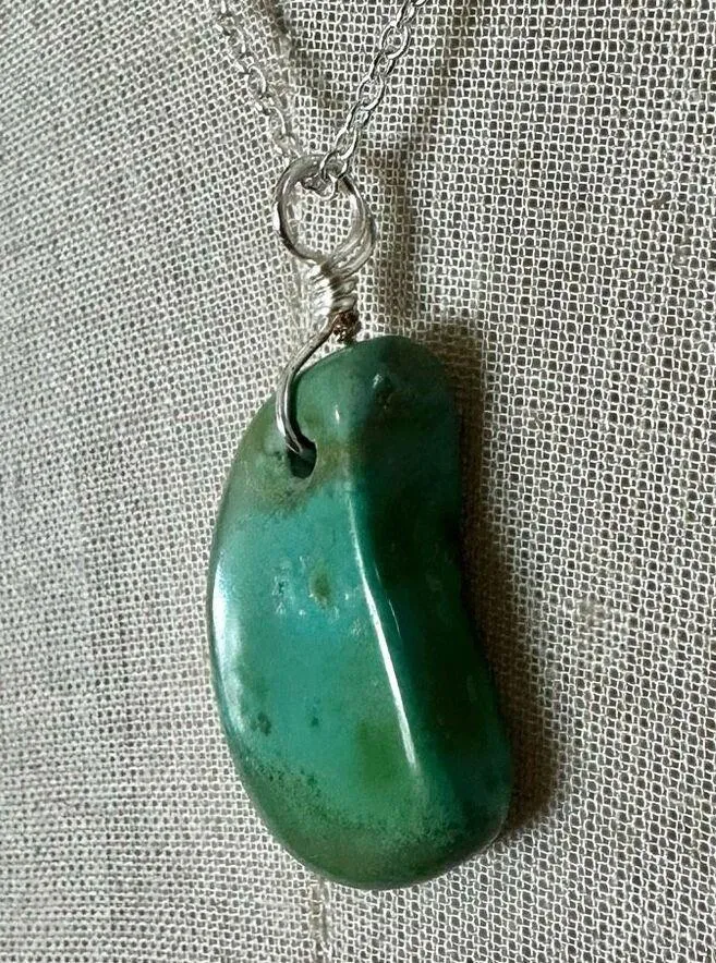 Polished Green Turquoise Nugget Necklace - Image 5