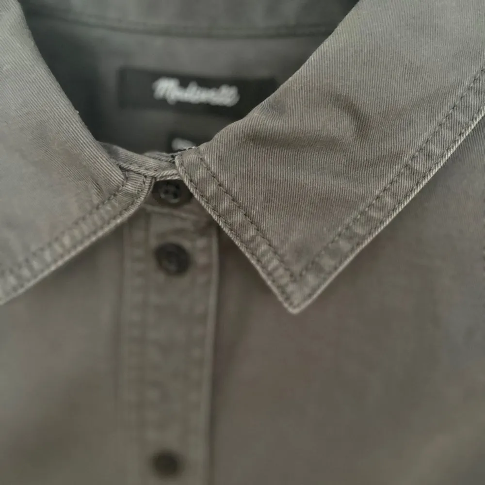 Madewell Women's Grey Darted Button-Up Shirt in (Re)generative Chino Size 10 - Image 7