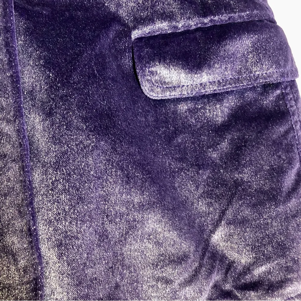 Jeans Velvet Blazer Dark Purple Silver Tone Velour Metallic Lavender 6 - Image 5