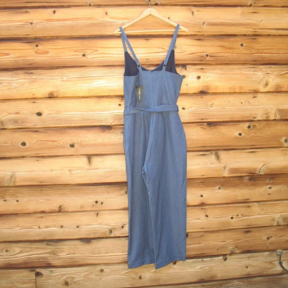 NWT Blue Chambray Belted Jumpsuit Pants - Image 6