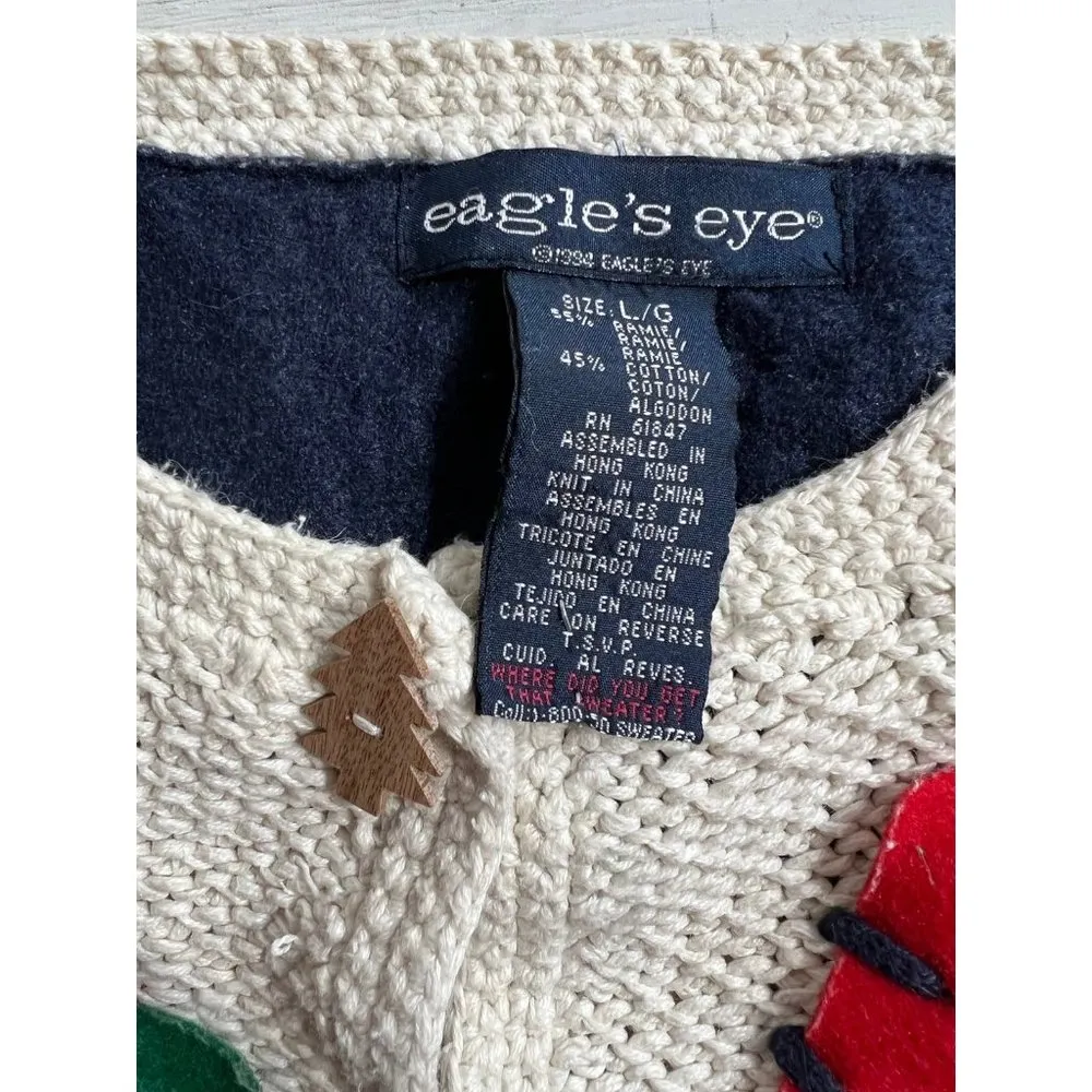 Vintage Eagle’s Eye Christmas Cardigan size L Red Size L - Image 4