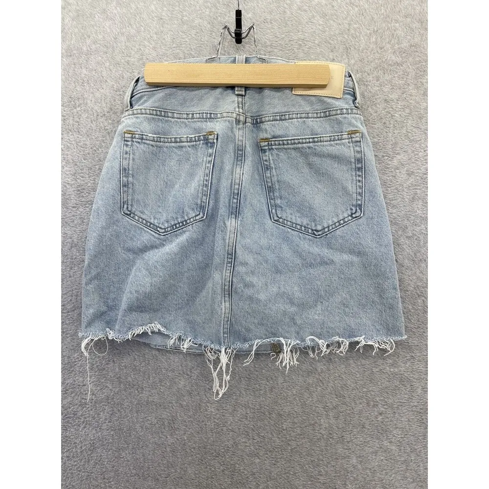 Everlane Women's Blue Denim Skirt Light Wash Size 24 Reconstructed Distressed - Image 2