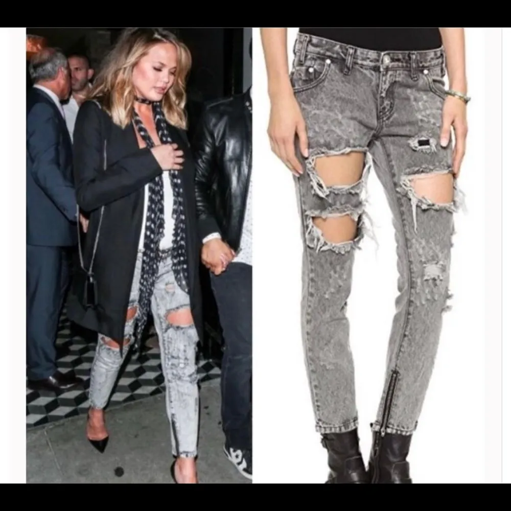 One Teaspoon Gray Acid Melrose Trashed Freebirds In 27” Boyfriend Cut Jeans - Image 2