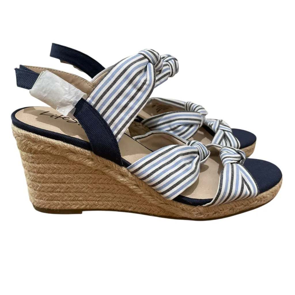 LifeStride Talent Espadrille Wedge Sandals Navy Blue White Women’s Size 10 - Image 2