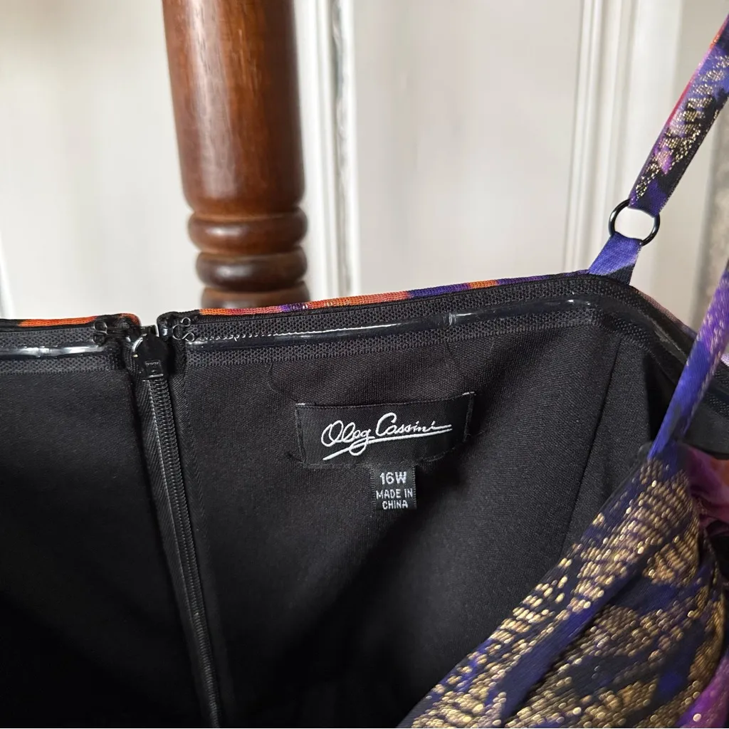 Oleg Cassini Metallic Patterned Maxi Multicolor Gown women’s 16W - Image 8