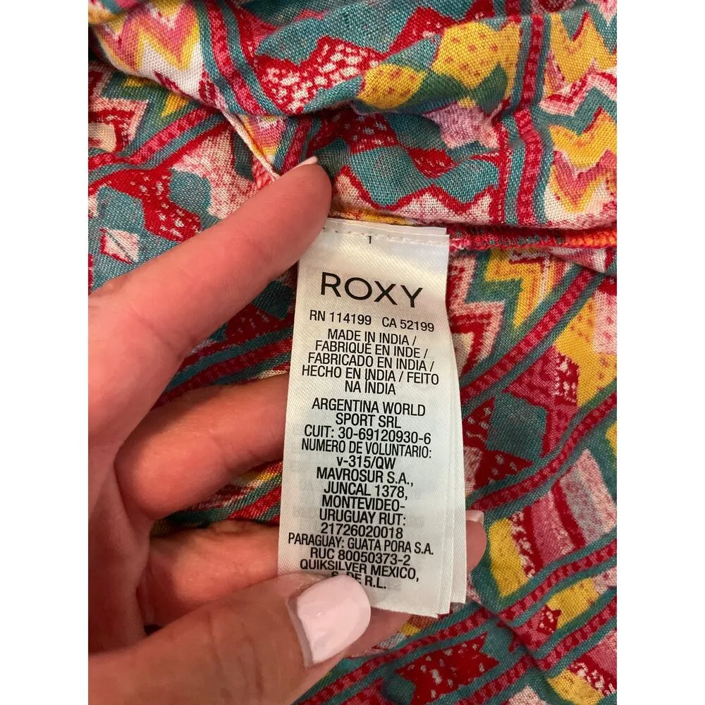 Roxy Multi-Color Tribal Print Tank Tie Back Mini Dress L - Image 9