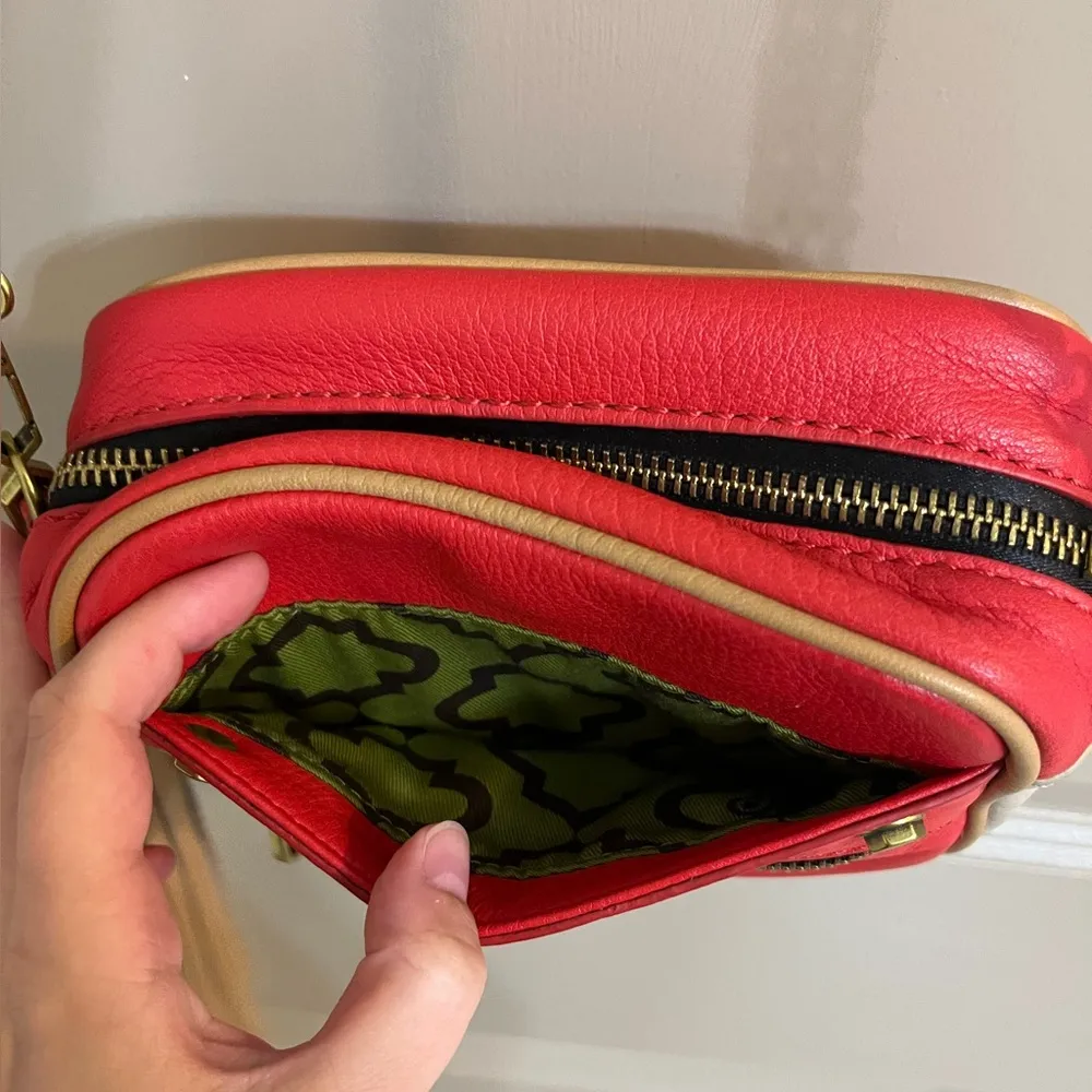 orYANY Leather Pebbled Red/White Crossbody Bag Red - Image 10