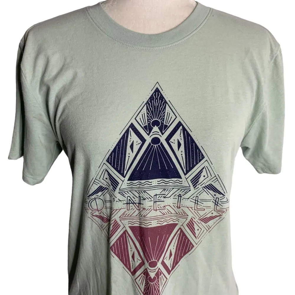 ONeill Crewneck Short Sleeve T Shirt XS Green Graphic Cotton Knit Surf Skate - Image 2