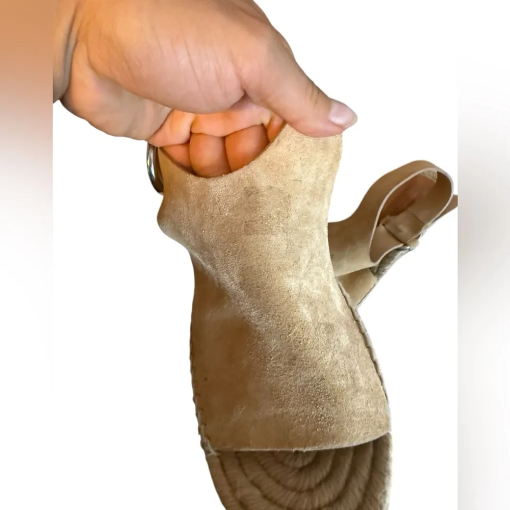 Rag & Bone Calla Beige Suede Wedge Espadrille Sandal - Image 4