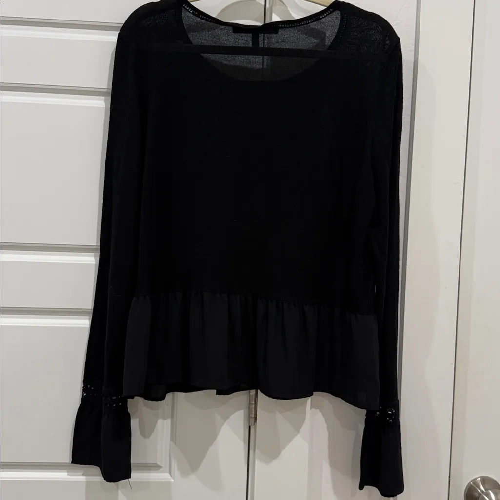 White House Black Market Black Blouse with Sheer Details - Image 7