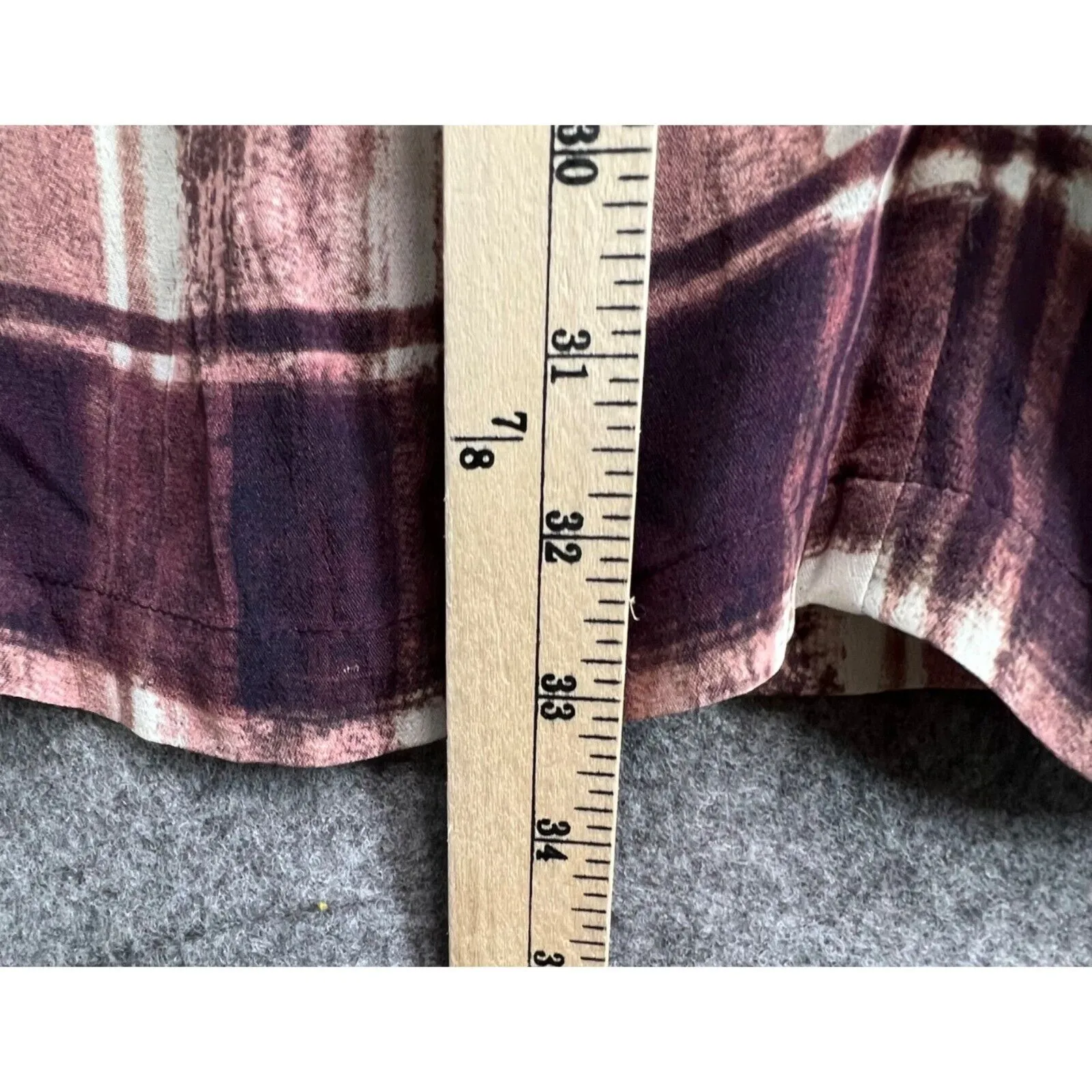 Garnet Hill Tunic Top Women 6 Purple Plaid Crepe Popover Shirt Casual Cottage - Image 10