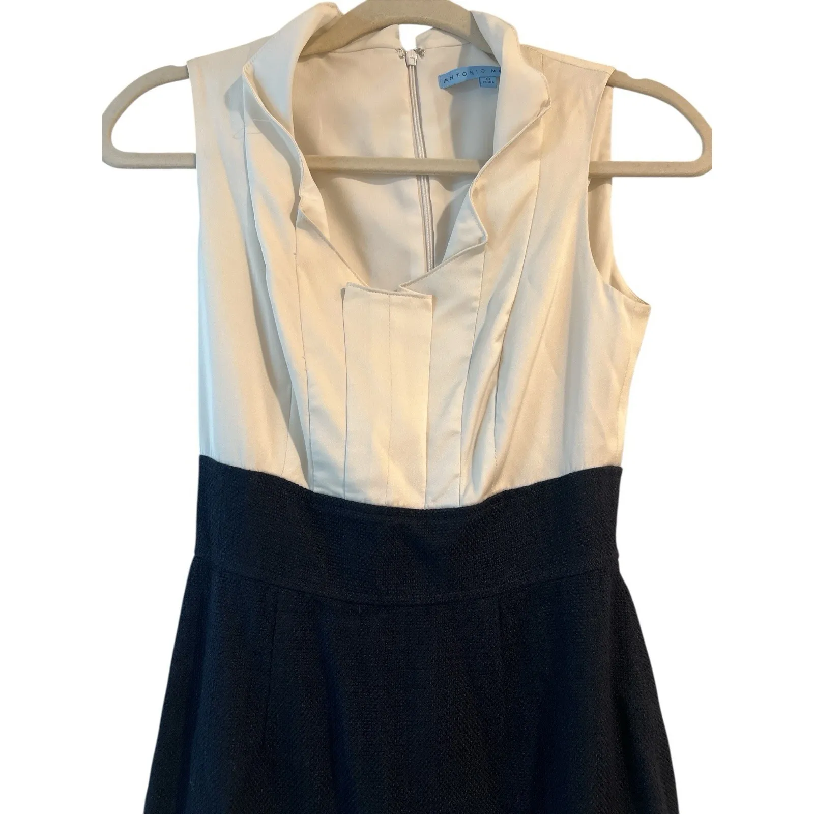 Antonio Melani‎ Cream And navy Short Sleeve Dress Women's 0 Dress - Image 2