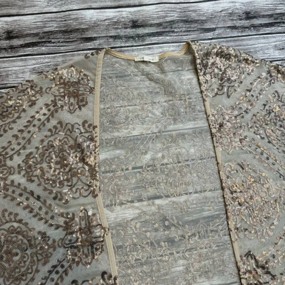 Vestique for Sienna Women's Dolman Sequined Duster S SM Small Cream Rose Gold - Image 5