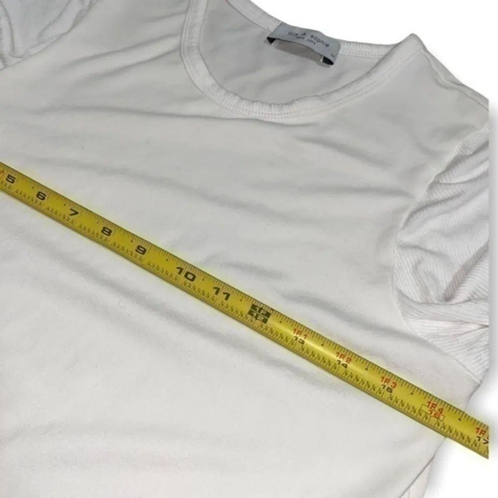 Lola & Sophie Size M White Contrast Fabric Crewneck Long Sleeve Tee T - Image 8