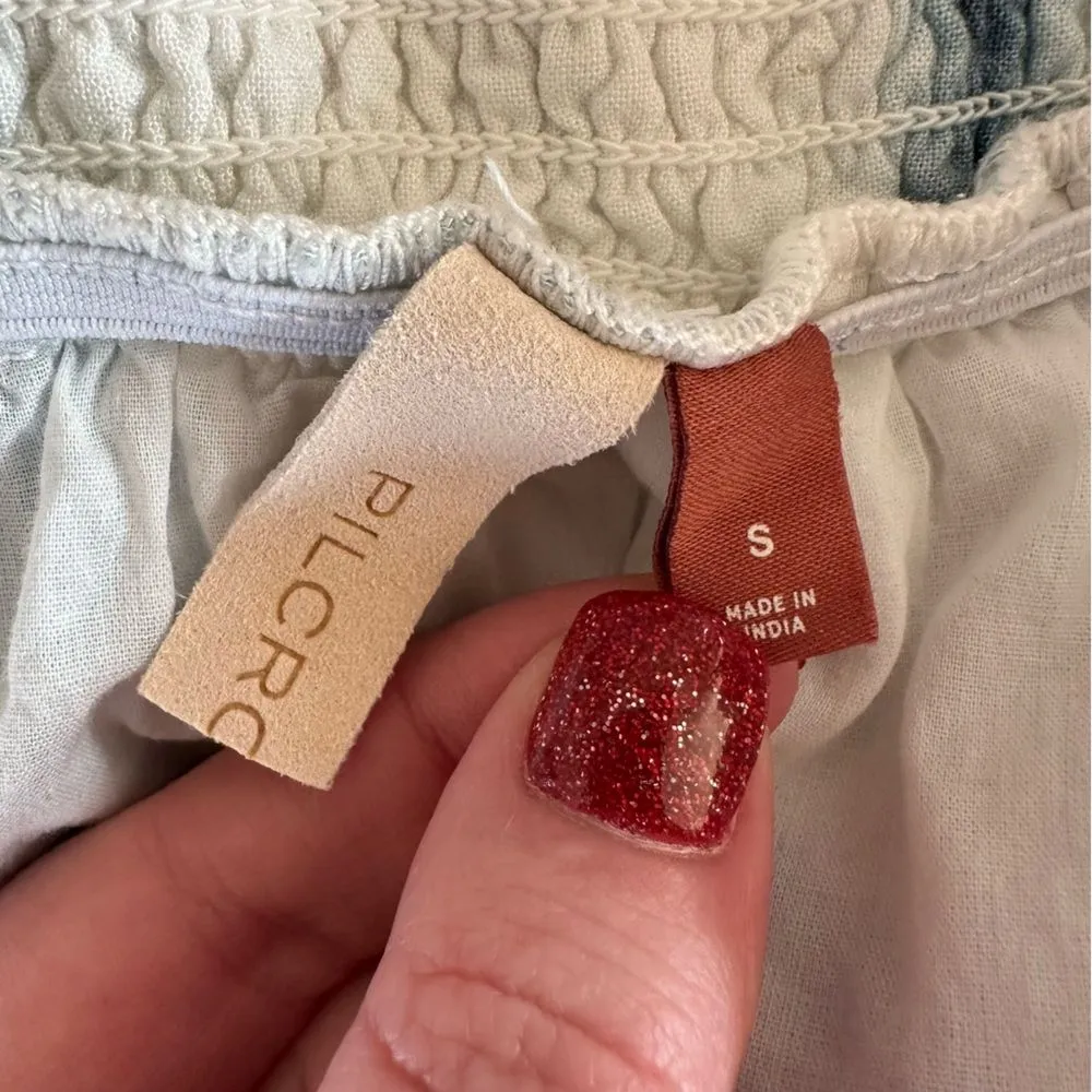 Pilcro Tie Dye Elastic Skirt Linen Blend Women’s Small Blue White Anthropologie - Image 6