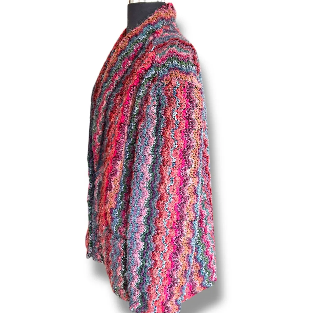 Vintage 90’s Woven Multicolor Single Button Blazer Shoulder Pads XL? Red - Image 3