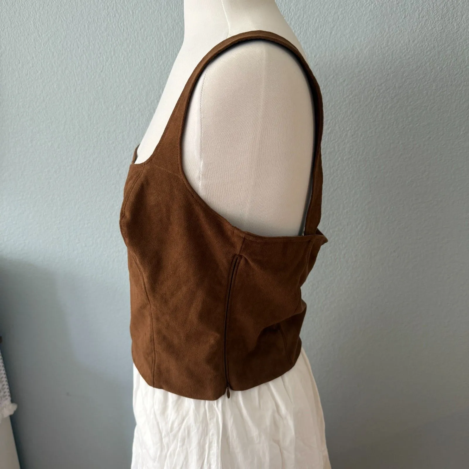 Abercrombie & Fitch Fuax Suede Squareneck Tank Size Large - Image 4