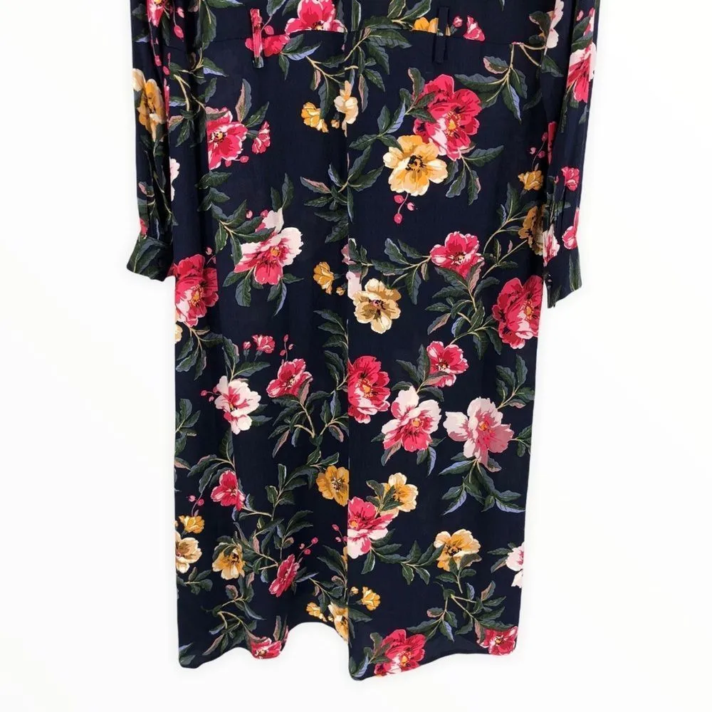 Joules Aurelie Blue Floral A Line Button Down Midi Dress NWT size 6 Long Sleeves White - Image 6