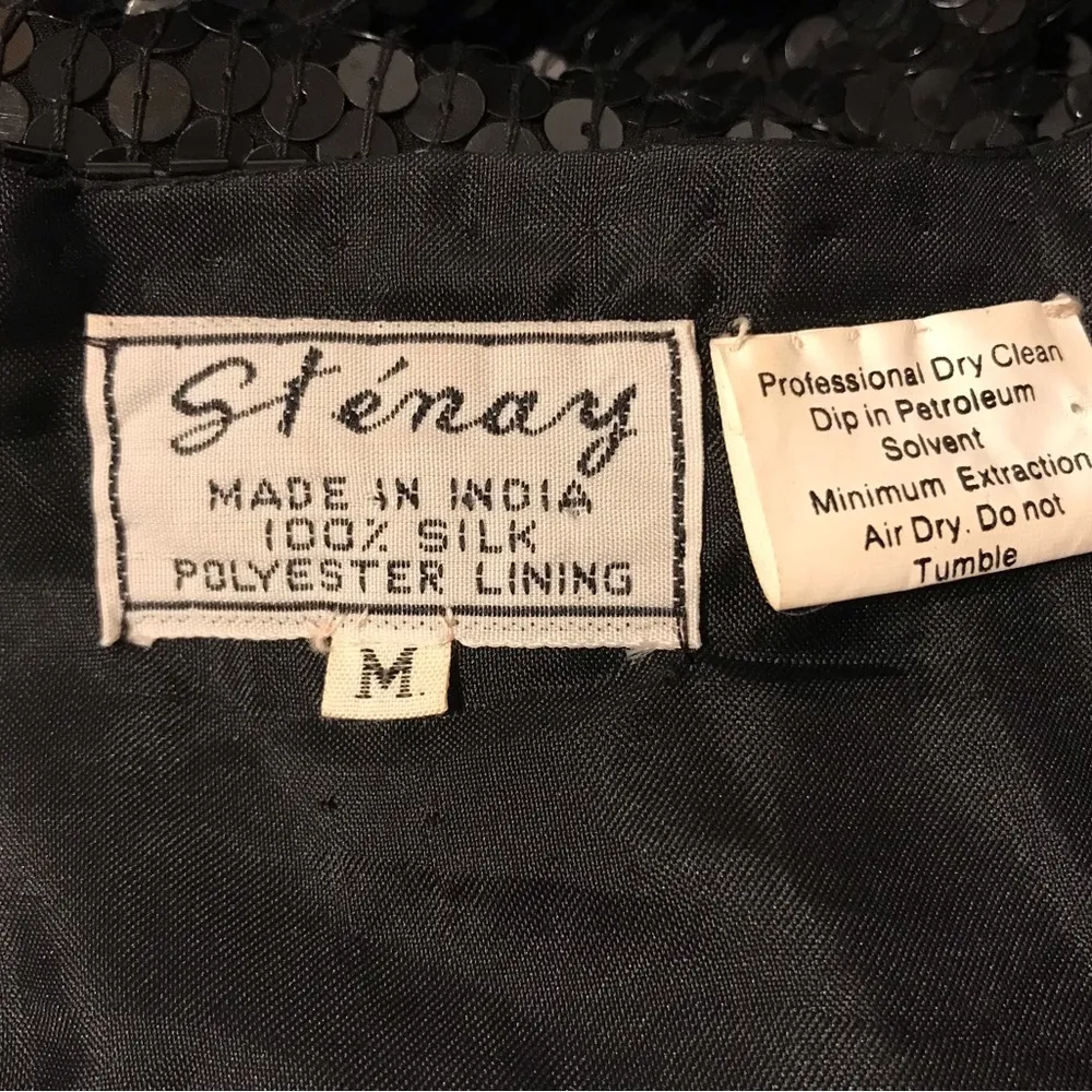 Stenay 100% silk embellished bead sequin black formal top women’s size medium - Image 9