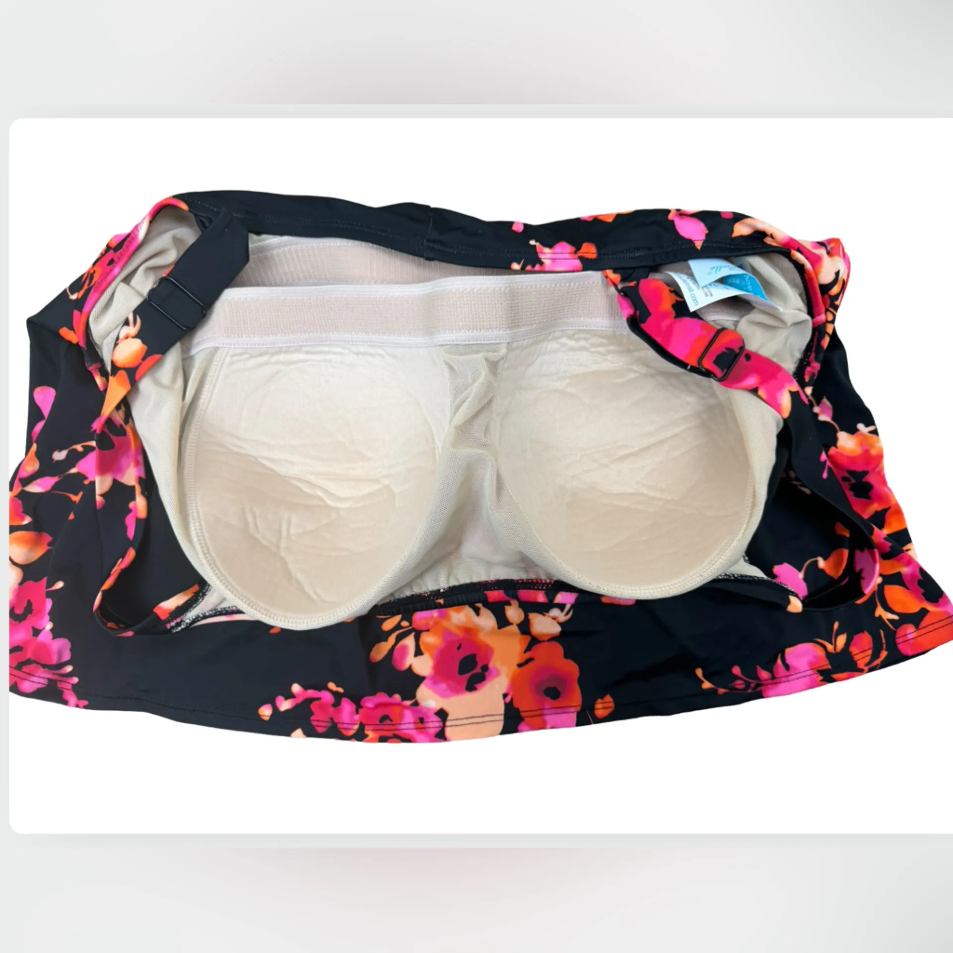 Swimwear For All Beach Belle Swimwear Black Floral Tankini Bra Top Size 22 - Image 5