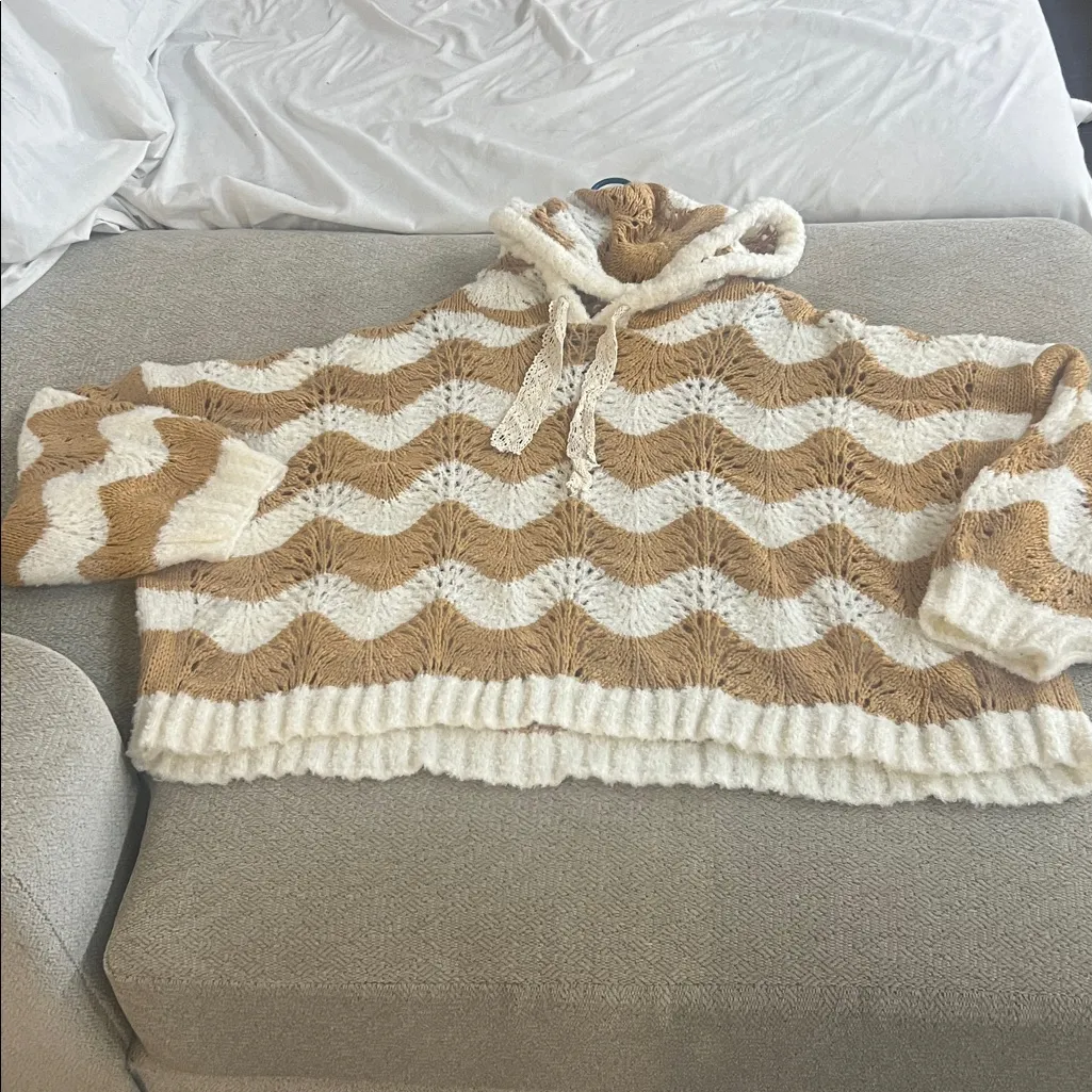 Pol Cozy Chevron Knit Sweater golden and Cream oversized baggy size L - Image 6